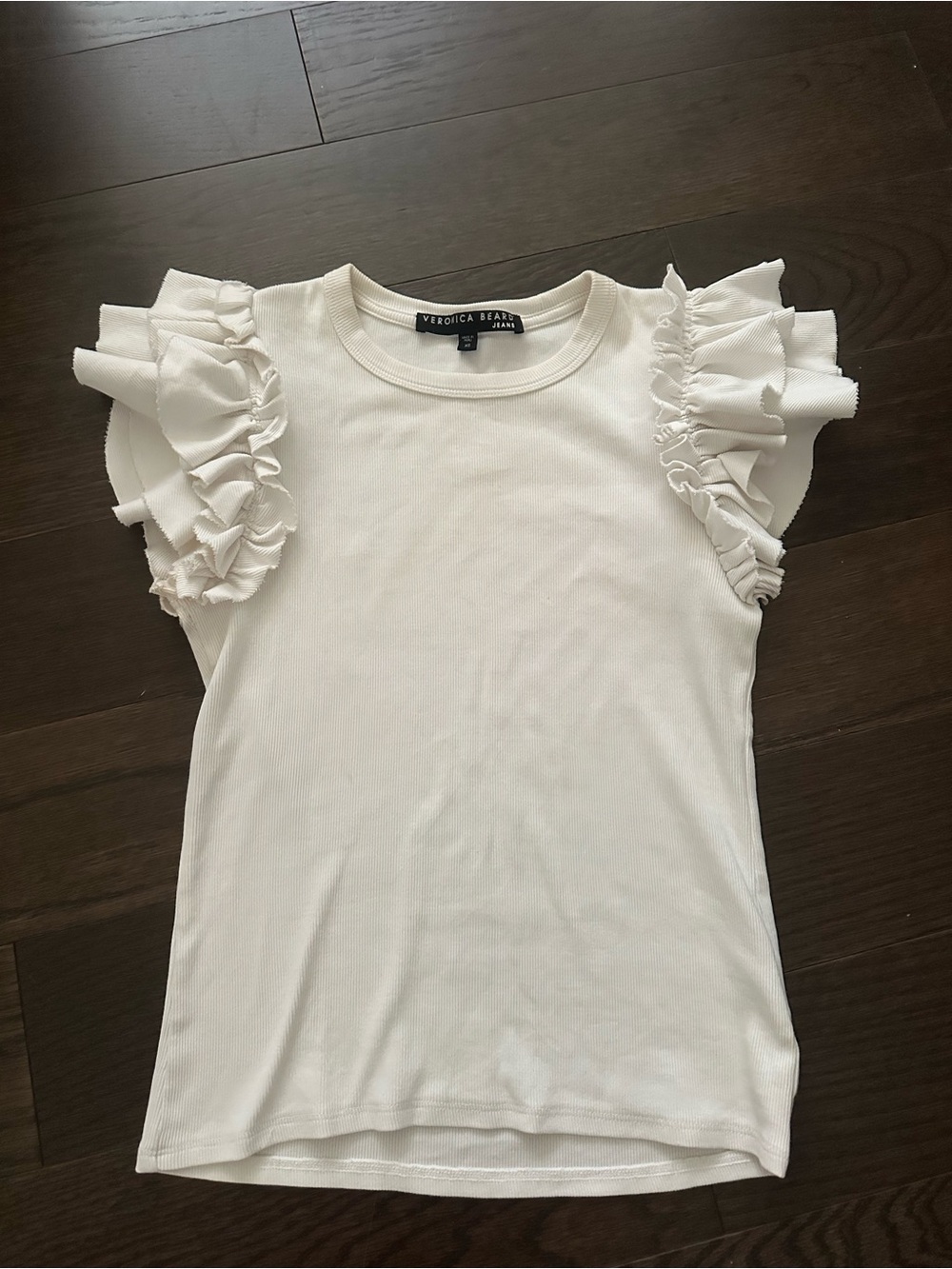 Veronica Beard Women’s Cream Ruffle Sleeve Tee